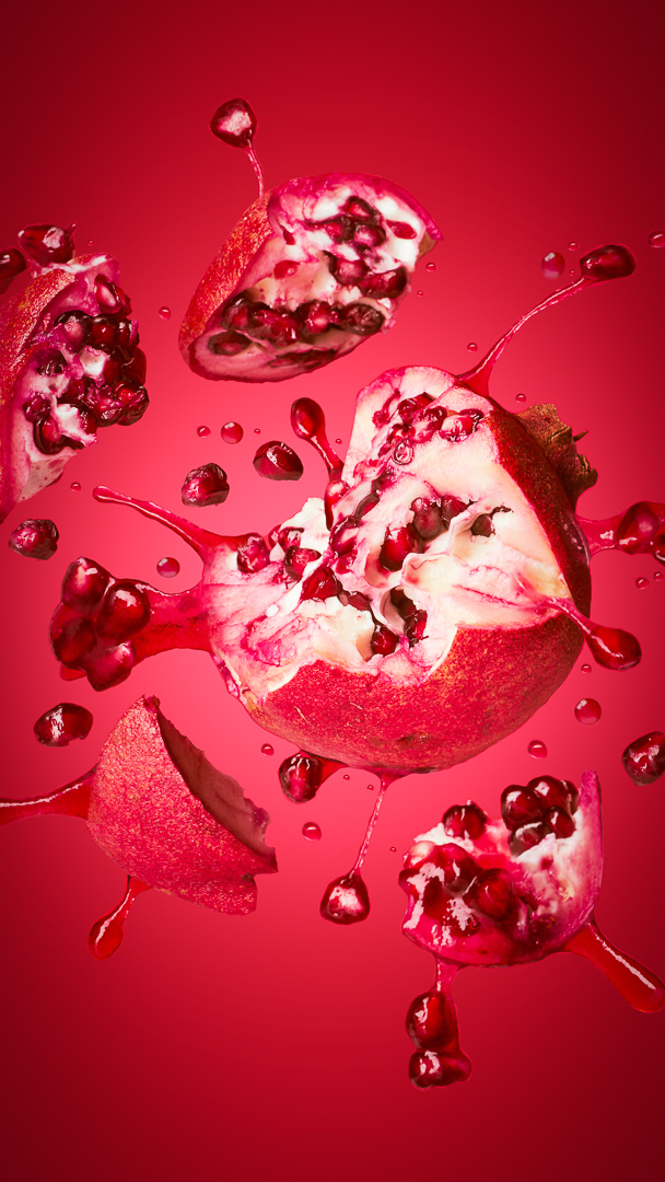 Pomegranate explosion - food & beverage photography